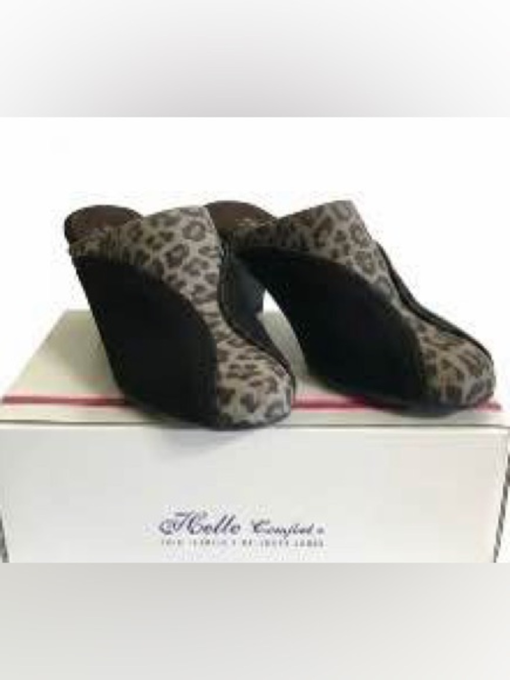 Helle Comfort “Emily” women’s mules in the Leopard/Noir colorway-6 1/2